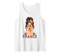 Brunette French Girl France Flag French Girlfriend Wife Tank Top