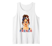 Brunette French Girl France Flag French Girlfriend Wife Tank Top
