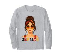 Brunette German Girl Germany Flag German Girlfriend Wife Long Sleeve T-Shirt