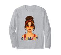 Brunette German Girl Germany Flag German Girlfriend Wife Long Sleeve T-Shirt