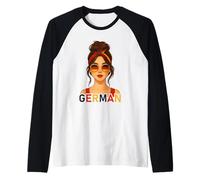 Brunette German Girl Germany Flag German Girlfriend Wife Raglan Baseball Tee