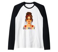 Brunette German Girl Germany Flag German Girlfriend Wife Raglan Baseball Tee
