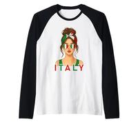Brunette Italian Girl Italy Flag Italian Girlfriend Wife Raglan Baseball Tee