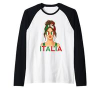 Brunette Italian Girl Italy Flag Italian Girlfriend Wife Raglan Baseball Tee
