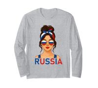 Brunette Russian Girl Russia Flag Russian Girlfriend Wife Long Sleeve T-Shirt