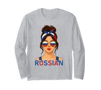 Brunette Russian Girl Russia Flag Russian Girlfriend Wife Long Sleeve T-Shirt