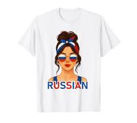 Brunette Russian Girl Russia Flag Russian Girlfriend Wife T-Shirt