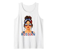 Brunette Russian Girl Russia Flag Russian Girlfriend Wife Tank Top