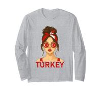 Brunette Turkish Girl Turkey Flag Turkish Girlfriend Wife Long Sleeve T-Shirt