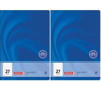 BRUNNEN 104442702 School Notebook A4, 32 Pages, Blank with Lined Sheets, line Style 27 (Pack of 2)