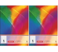 BRUNNEN 104590502 - A5 Size School Exercise Book, 16 Sheets, 5 mm Squared, Ruling Type 5 (Pack of 2)
