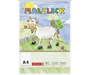 Brunnen 104740701 Colouring pad, A4, 70 g/m², 100 Sheets, glued to the top, 4 Punched Holes