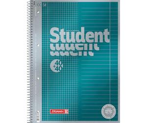 Brunnen 1067174 Vera Treated Cover with Metallic Effect A4 Lined Notepad/Student Premium Duo, 27/28, 90 g/m²; 40 Sheets Ruled, 40 Sheets Chequered