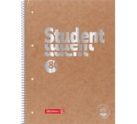 Brunnen 106782870 Student Notepad A4 Squared with Margin Lines Inside and Outside Line, Lin. 28 Brown Premium"Pressboard" (Pack of 5)