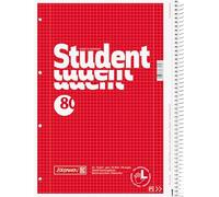 Brunnen 1067908 Notebook, Student College Block (for Left-Handed People, A4, Squared, Lineament 28, 70g/m², 80 Sheets, Spiral)