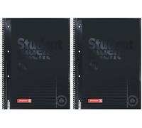 BRUNNEN 1067925190 Note pad/College block Student Color Code (A4 lined, ruling 25 90 gsm, 80 sheets) black (Pack of 2)