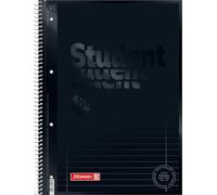 Brunnen 1067927126 Colour Code Student Notepad (A4 Ruled, line Style 27, 90 g/m², 80 Pages) Onyx Schwarz