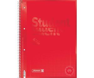 Brunnen 1067928190 Notebook, Student Notepad (Square, A4, line: 28, 90 g/m², 80 Sheets) red