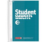 Brunnen 1067974 Notepad/College Notebook Student Duo (A4 Lined (Type 27, 28 Lines) 70gsm, 40 Sheets Ruled, 40 Sheets Squared)