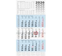 BRUNNEN 3-Month Calendar 2026, Blue, 300 x 560 mm
