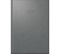 BRUNNEN Book calendar model 765 (2025), 1 page = 1 day, A5, 448 pages, book cover material, metallico, strato silver