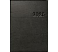 BRUNNEN Book Calendar Model 796 (2025) Planner, 2 Pages = 1 Week, A5, 128 Pages, Foam Film Cover, Hard Film Inside, Black