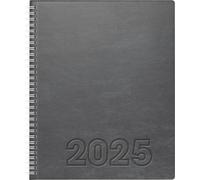 BRUNNEN Book Calendar Model Manager Wt 7 Weektimer (2025), 2 Pages = 1 Week, 210 × 260 mm, 160 Pages, Soft Cover, Grey
