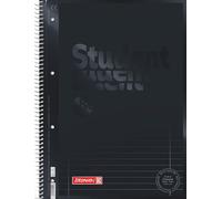 BRUNNEN College Notepad Premium Student Colour Code | A4, Line Style 27, 80 Sheets, Onyx