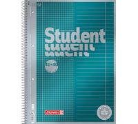BRUNNEN College Notepad Premium Student "DUO" | A4, Squared/Lined, 80 Sheets, Petrol Blue