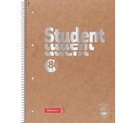 BRUNNEN College Notepad Premium Student FACT!plus | A4, Line Style 27, 80 Sheets, Brown