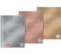 BRUNNEN College Notepad Premium Student Metallic | A4, Line Style 28, 80 Sheets, Assorted