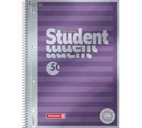 BRUNNEN College Notepad Premium Student "Notes" | A4, Line Style 14, 50 Sheets, Purple