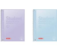 BRUNNEN College Notepad Premium Student Pastel 2" | A4, Line Style 27, 80 Sheets, Pastel Blue/Pastel Purple