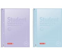 BRUNNEN College Notepad Premium Student Pastel 2" | A4, Line Style 27, 80 Sheets, Pastel Blue/Pastel Purple