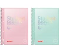 BRUNNEN College Notepad Premium Student "Pastel" | A4, Line Style 27, 80 Sheets, Assorted