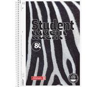 BRUNNEN College Notepad Premium Student "Zebra" | A4, Line Style 28, 80 Sheets, Multi-Coloured