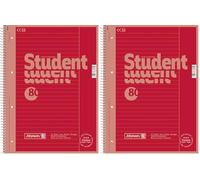 BRUNNEN Colour Code 1067925123 Notebook/Notepad Student A4 liniert (Type 25) 90g/m² 80 Pages, Red (Pack of 2)