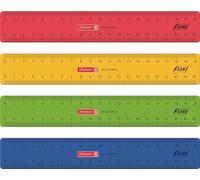 Brunnen Flexi 104987120 Unbreakable Ruler for School or Office 20 cm, 4 Colours, Suitable for Both Left and Rechthänder)