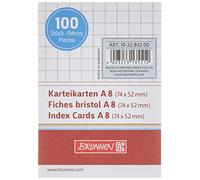 Brunnen Index Cards, Cardboard 180 g/m² Index Card Box A8 Landscape Squared White