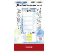 BRUNNEN Monthly calendar "Waterell" 2024, 1 page = 1 month, 25 x 41.5 cm, white