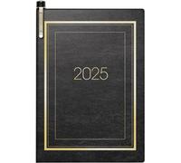 BRUNNEN Pocket Diary Model 713 (2025), 2 Pages = 1 Week, A7, 160 Pages, Soft Cover with Decorative Gold Edge, Black