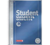 BRUNNEN Premium Student College Notepad, A4, Line Style 27, 80 Sheets, Blue