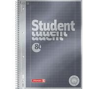 BRUNNEN Premium Student College Notepad, A4, Line Style 28, 80 Sheets, Anthracite