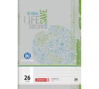 Brunnen 104412601 Recycled Exercise Book A4 (16 Sheets, Squared, Line Style 26, with Margin)