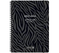 BRUNNEN School Calendar "Wild" 2023/2024 2 Pages = 1 Week A5 Black
