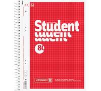 BRUNNEN Student College Notepad, A5, Ruling Style 5, 80 Sheets, Red