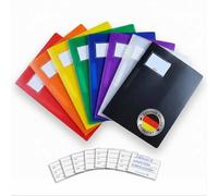 Brunnen Sturdy plastic file folders FACT!pp set of 8 for A4 format, with slip pocket, red, blue, green, yellow, orange, purple, black and white/transparent, includes 8 additional name tags