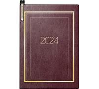 BRUNNEN Weekly calendar model 713 2024, 2 pages = 1 week, sheet size 7.2 x 10.2 cm, burgundy