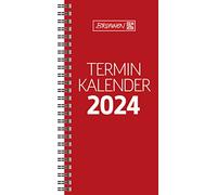 BRUNNEN Weekly calendar model 780 2024, 2 pages = 1 week, sheet size 10 x 20.7 cm, red