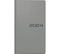 BRUNNEN Weekly Desk Planner Calendar Model 756 2024, 2 Pages = 1 Week, Sheet Size 8.7 x 15.3 cm, Grey